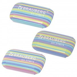 Ластик BRAUBERG "PASTEL STRIPES", 45х24х10 мм, пастельные цвета ассорти, 274014