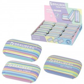Ластик BRAUBERG "PASTEL STRIPES", 45х24х10 мм, пастельные цвета ассорти, 274014
