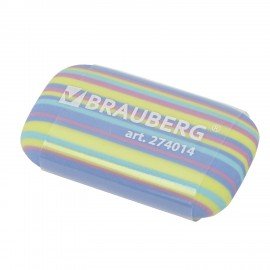 Ластик BRAUBERG "PASTEL STRIPES", 45х24х10 мм, пастельные цвета ассорти, 274014