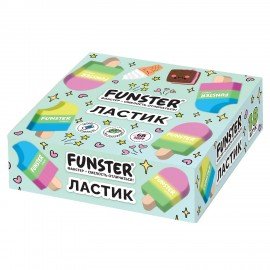Ластик фигурный FUNSTER (ФАНСТЕР) "АЙСКРИМ", 55х29х12 мм, цвета ассорти, экологичный ПВХ, пакет, 274015