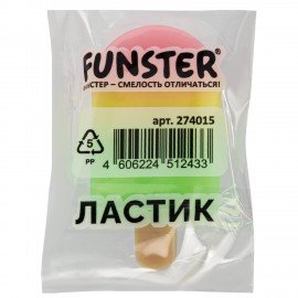 Ластик фигурный FUNSTER (ФАНСТЕР) "АЙСКРИМ", 55х29х12 мм, цвета ассорти, экологичный ПВХ, пакет, 274015