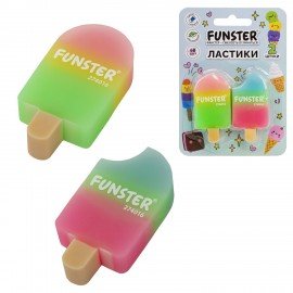 Ластик фигурный FUNSTER (ФАНСТЕР) "АЙСКРИМ", НАБОР 2 ШТУКИ, 55*29*12 мм, цвет ассорти, экологичный ПВХ, блистер, 274016