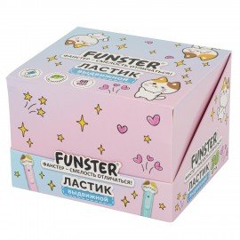 Ластик выдвижной с топпером FUNSTER (ФАНСТЕР) "КОТЁНОК", 125х12х12 мм, пастельные цвета корпуса ассорти, 274020