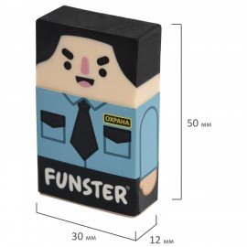 Ластик изменяющийся FUNSTER (ФАНСТЕР) "ЛЫСЫЙ МЭН", 50х30х12 мм, картонный держатель, ассорти, 274022