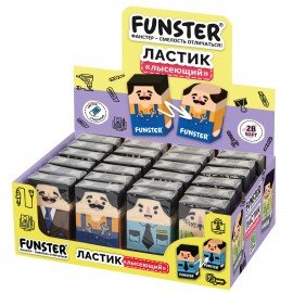 Ластик изменяющийся FUNSTER (ФАНСТЕР) "ЛЫСЫЙ МЭН", 50х30х12 мм, картонный держатель, ассорти, 274022