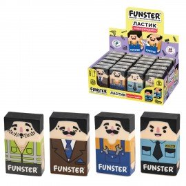 Ластик изменяющийся FUNSTER (ФАНСТЕР) "ЛЫСЫЙ МЭН", 50х30х12 мм, картонный держатель, ассорти, 274022