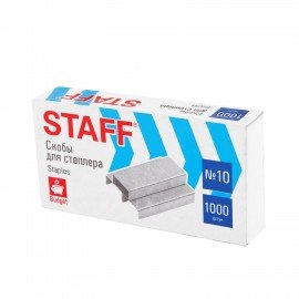 Скобы для степлера №10, 1000 штук, STAFF ECO, до 20 листов, 274044