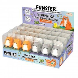 Точилка фигурная FUNSTER (ФАНСТЕР) "Пухлый кот", 1 отверстие, ассорти, 274056