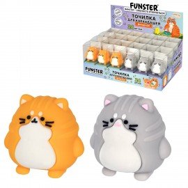 Точилка фигурная FUNSTER (ФАНСТЕР) "Пухлый кот", 1 отверстие, ассорти, 274056