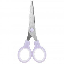 Ножницы BRAUBERG KIDS 130 мм, ручки лавандовые, закругленные лезвия с линейкой, 274061