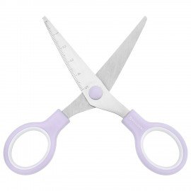 Ножницы BRAUBERG KIDS 130 мм, ручки лавандовые, закругленные лезвия с линейкой, 274061