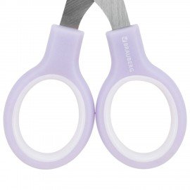 Ножницы BRAUBERG KIDS 130 мм, ручки лавандовые, закругленные лезвия с линейкой, 274061