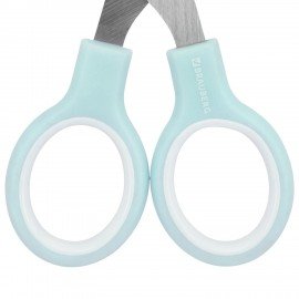 Ножницы BRAUBERG KIDS 130 мм, ручки мятные, закругленные лезвия с линейкой, 274062