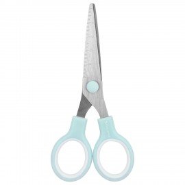 Ножницы BRAUBERG KIDS 130 мм, ручки мятные, закругленные лезвия с линейкой, 274062