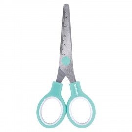 Ножницы BRAUBERG KIDS 130 мм, ручки мятные, закругленные лезвия с линейкой, 274062
