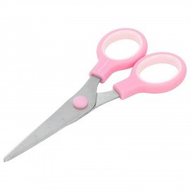 Ножницы BRAUBERG KIDS 130 мм, ручки розовые, закругленные лезвия с линейкой, 274063