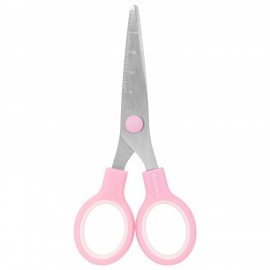 Ножницы BRAUBERG KIDS 130 мм, ручки розовые, закругленные лезвия с линейкой, 274063