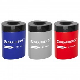 Точилка BRAUBERG STAR-010, с контейнером, цвет ассорти, код 1С, 274074