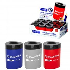 Точилка BRAUBERG STAR-010, с контейнером, цвет ассорти, код 1С, 274074