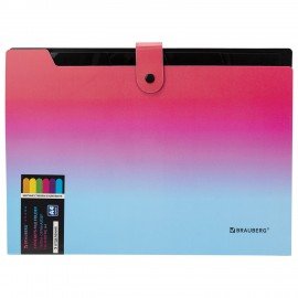 Папка-органайзер на кнопке 5 отделений, BRAUBERG GRADE, A4, розово-голубой градиент, 274091