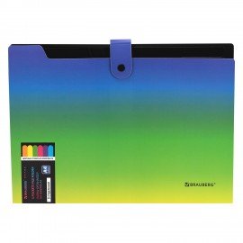 Папка-органайзер на кнопке 5 отделений, BRAUBERG GRADE, A4, зелено-голубой градиент, 274092