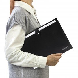 Папка-органайзер на кнопке 5 отделений, BRAUBERG "Extra", А4, черная с белым, 274094