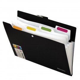 Папка-органайзер на кнопке 5 отделений, BRAUBERG "Extra", А4, черная с белым, 274094