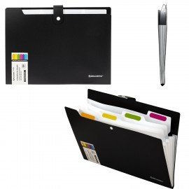 Папка-органайзер на кнопке 5 отделений, BRAUBERG "Extra", А4, черная с белым, 274094