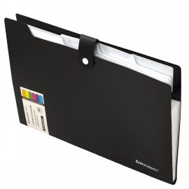 Папка-органайзер на кнопке 5 отделений, BRAUBERG "Extra", А4, черная с белым, 274094