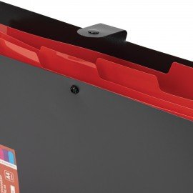 Папка-органайзер на кнопке 5 отделений, BRAUBERG "Extra", А4, черная с красным, 274095