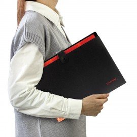 Папка-органайзер на кнопке 5 отделений, BRAUBERG "Extra", А4, черная с красным, 274095