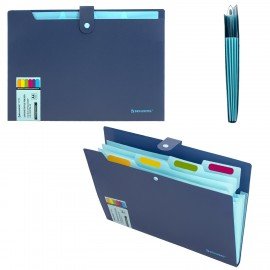 Папка-органайзер на кнопке 5 отделений, BRAUBERG "Extra", А4, синяя с голубым, 274096
