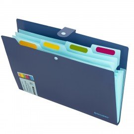 Папка-органайзер на кнопке 5 отделений, BRAUBERG "Extra", А4, синяя с голубым, 274096