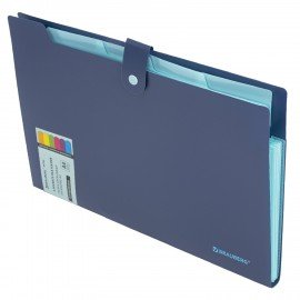 Папка-органайзер на кнопке 5 отделений, BRAUBERG "Extra", А4, синяя с голубым, 274096