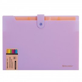 Папка-органайзер на кнопке 5 отделений, BRAUBERG "Extra", А4, лиловая с персиковым, 274098