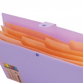 Папка-органайзер на кнопке 5 отделений, BRAUBERG "Extra", А4, лиловая с персиковым, 274098