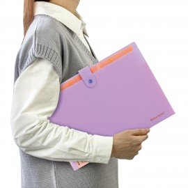 Папка-органайзер на кнопке 5 отделений, BRAUBERG "Extra", А4, лиловая с персиковым, 274098