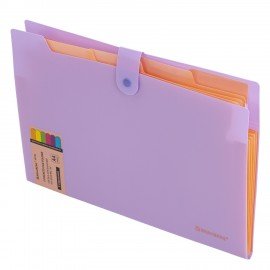 Папка-органайзер на кнопке 5 отделений, BRAUBERG "Extra", А4, лиловая с персиковым, 274098