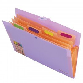 Папка-органайзер на кнопке 5 отделений, BRAUBERG "Extra", А4, лиловая с персиковым, 274098