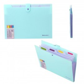 Папка-органайзер на кнопке 5 отделений, BRAUBERG "Extra", А4, голубая с лиловым, 274099