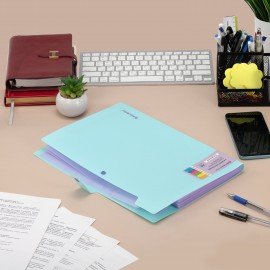 Папка-органайзер на кнопке 5 отделений, BRAUBERG "Extra", А4, голубая с лиловым, 274099