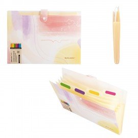 Папка-органайзер на кнопке 5 отделений, BRAUBERG "Extra", А4, пастельные узоры, 274100