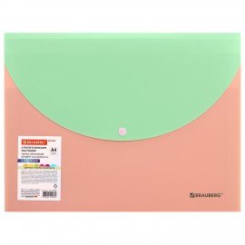 Папка-органайзер конверт на кнопке 6 отделений, BRAUBERG "Extra", A4, персиковая с мятным, 274102