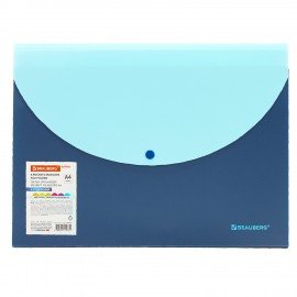 Папка-органайзер конверт на кнопке 6 отделений, BRAUBERG "Extra", A4, синяя с голубым, 274103