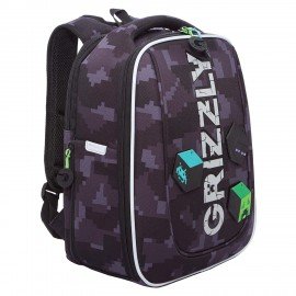 Ранец GRIZZLY анатомическая спинка, с бейджем, для мальчиков, "CUBES", 36х29х18 см, RAf-593-5/1