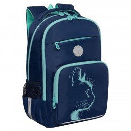 Рюкзак GRIZZLY школьный, анатом. спинка, 2 отделения, д/дев., AZURE, 40х25х13 см, RG-, RG-564-4/1