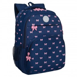 Рюкзак GRIZZLY школьный, анатом. спинка, 2 отделения, д/дев., PINK BOWS, 39х30х20 см, RG-568-2/3