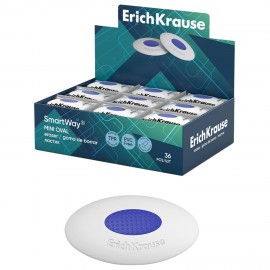 Ластик ERICH KRAUSE SmartWay Mini Oval, 41*29*9мм, белый, овальный, пластиковый держа, 45533