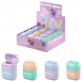 Точилка ERICH KRAUSE Case Pastel Bloom с контейнером, пластиковая, корпус ассорти, 60, 60039