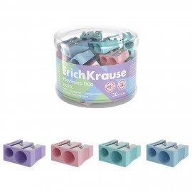 Точилка ERICH KRAUSE EasySharp Pastel, 2 отверстия, клиновидная, корпус ассорти, 6001, 60011
